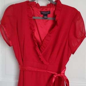 Beautiful short sleeve wine red dress